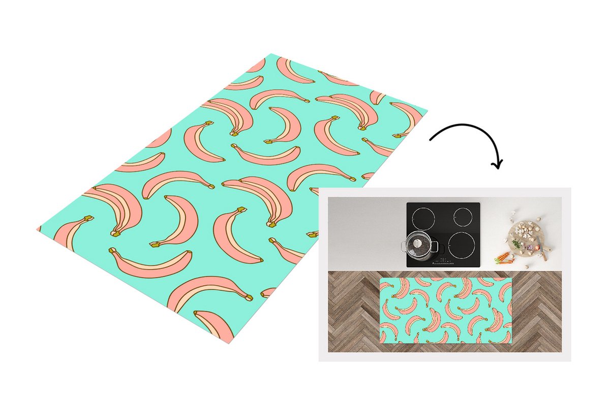 KitchenYeah Keukenloper - Loper keuken - Roze - Banaan - Fruit - Patronen - Keukenloper vinyl, foto 2