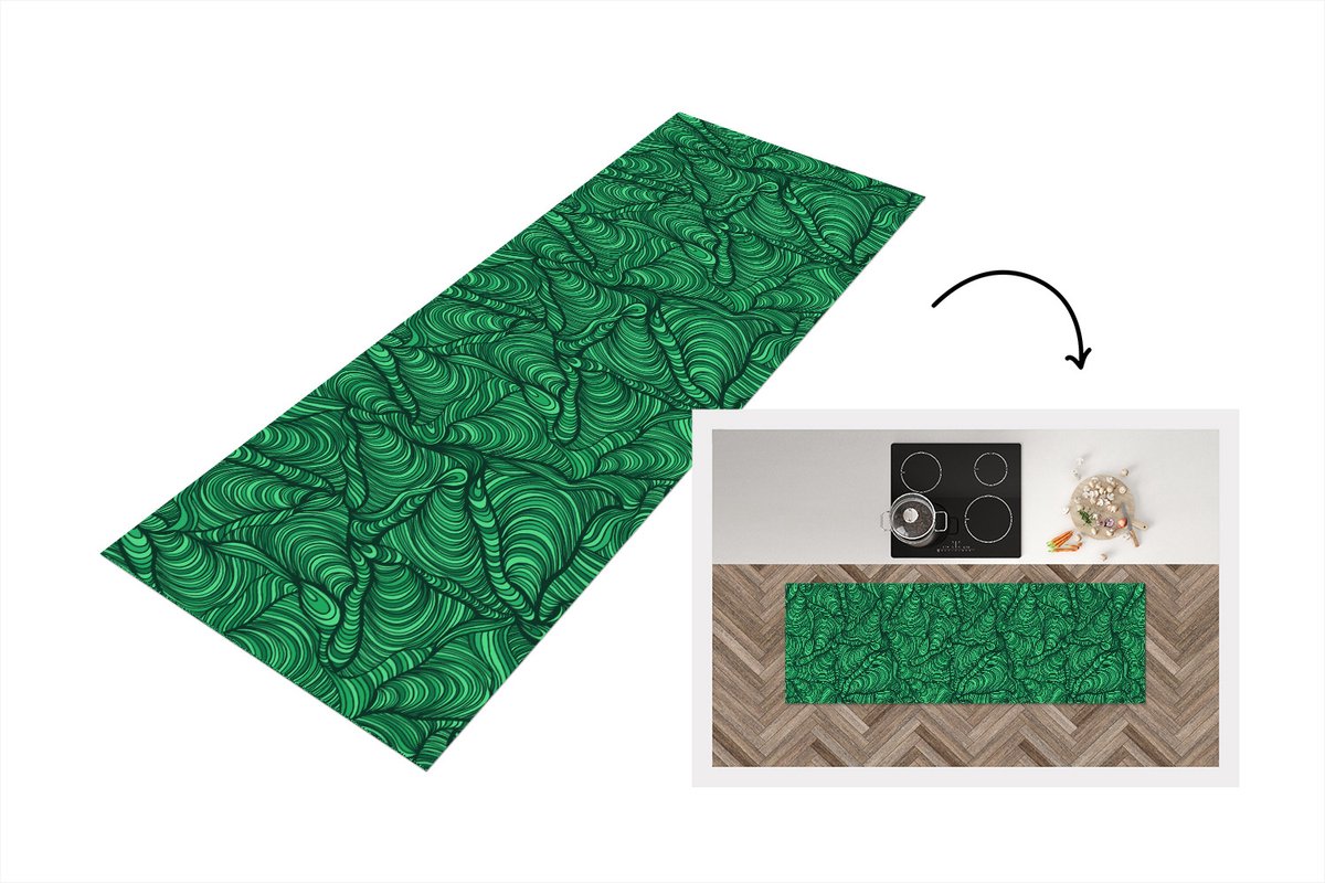 Keukenloper - Loper keuken - Groen - Patroon - Zomer - 150x50 cm - Keukenloper vinyl