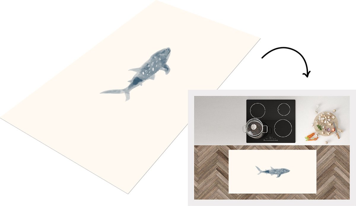 KitchenYeah Keukenloper - Loper keuken - Vissen - Wilde dieren - Zee - Aquarel - 120x60 cm - Keukenloper vinyl Multicolor