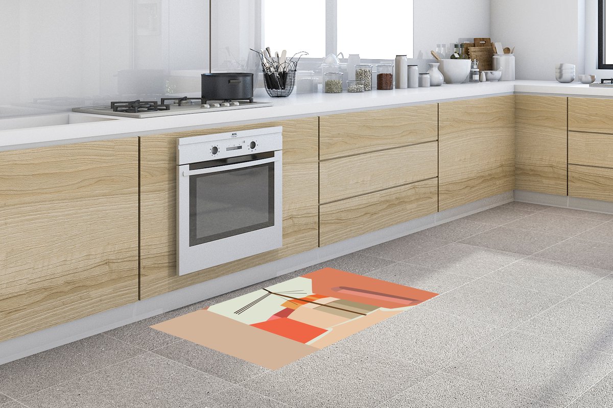 KitchenYeah Keukenloper - Loper keuken - Stroomkabel - Zomer - Pastel - Keukenloper vinyl Multicolor