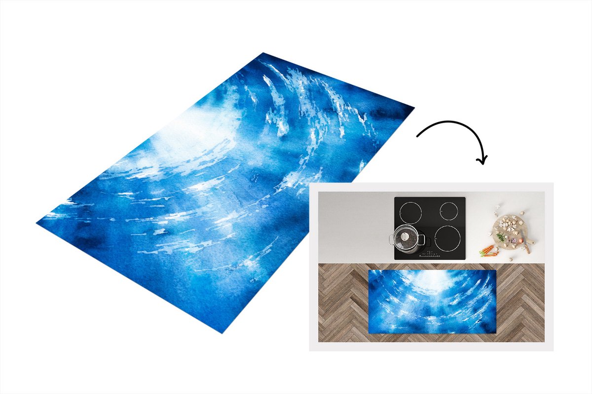 KitchenYeah Keukenloper - Loper keuken - Water - Zon - Zee - 120x60 cm - Keukenloper vinyl Multicolor