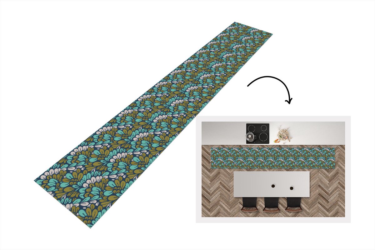 KitchenYeah Keukenloper - Loper keuken - Patronen - Jungle - Plant - 300x50 cm - Keukenloper vinyl Multicolor
