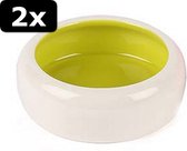 2x VOERBAK ANTI SPLASH WIT/GROEN 200ML
