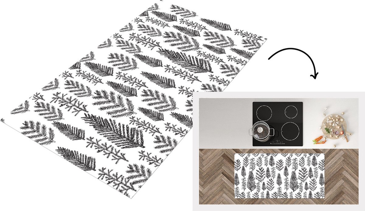 KitchenYeah Keukenloper - Loper keuken - Kerstboom - Vintage - Kerst - Design - 120x60 cm - Keukenloper vinyl Multicolor