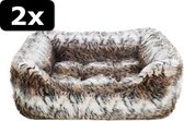 2x MAND COSY FUR PRINT BRUIN 87X70CM