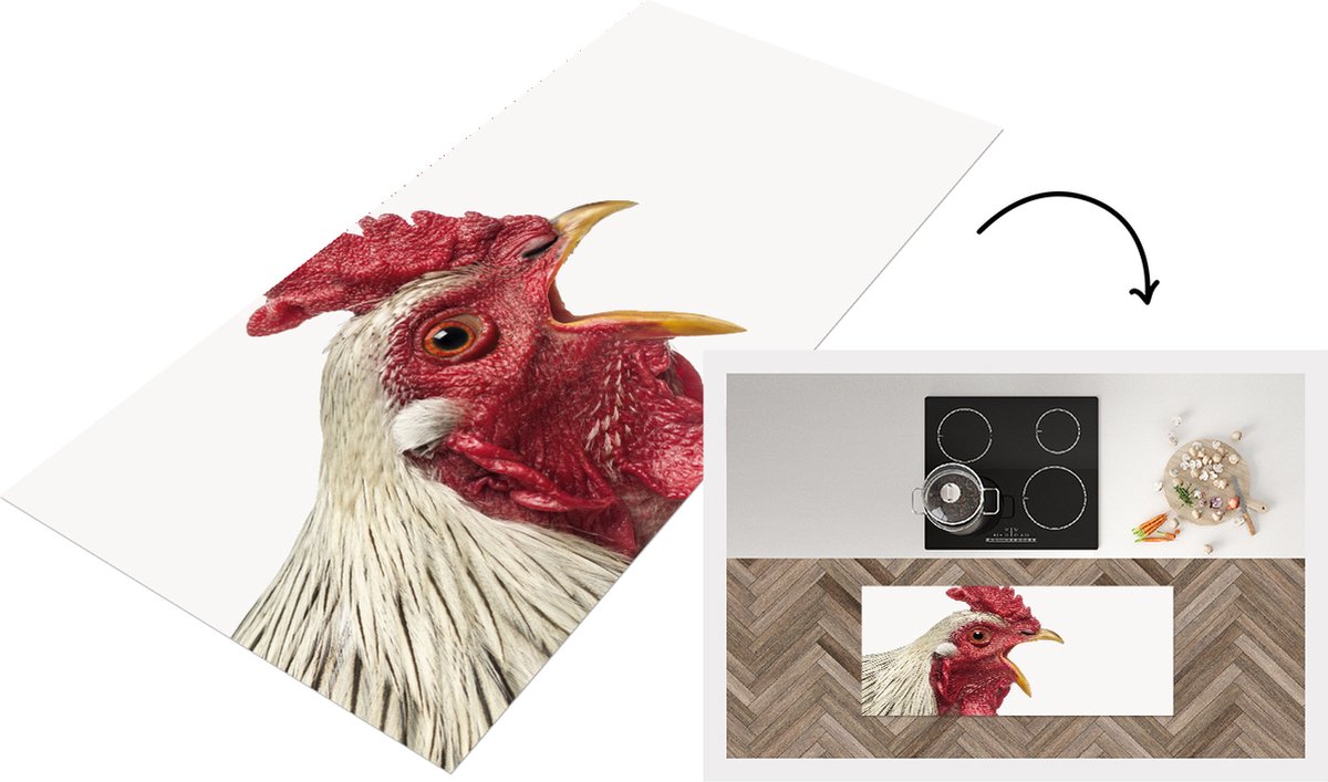 KitchenYeah Keukenloper - Loper keuken - Haan - Kraait - Slaapkamer - Woonkamer - 120x50 cm - Keukenloper vinyl Multicolor