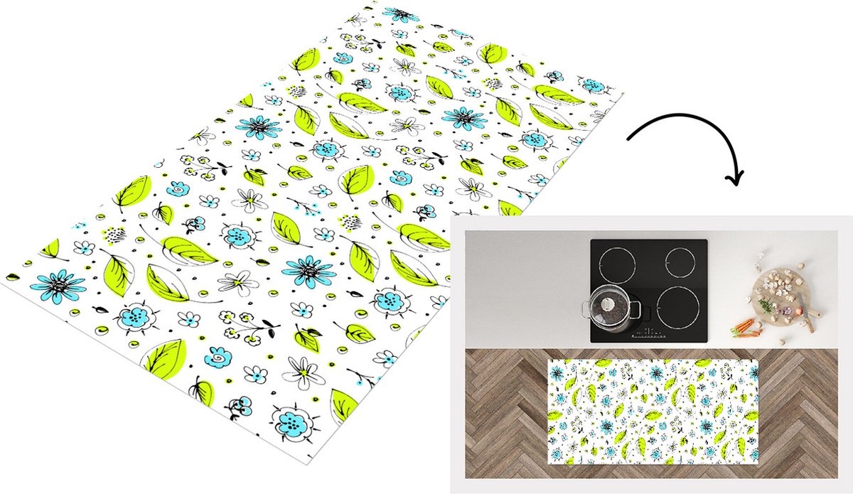 KitchenYeah Keukenloper - Loper keuken - Flora - Bohemian - Patronen - Fantasy - Bloemen - 120x60 cm - Keukenloper vinyl Multicolor