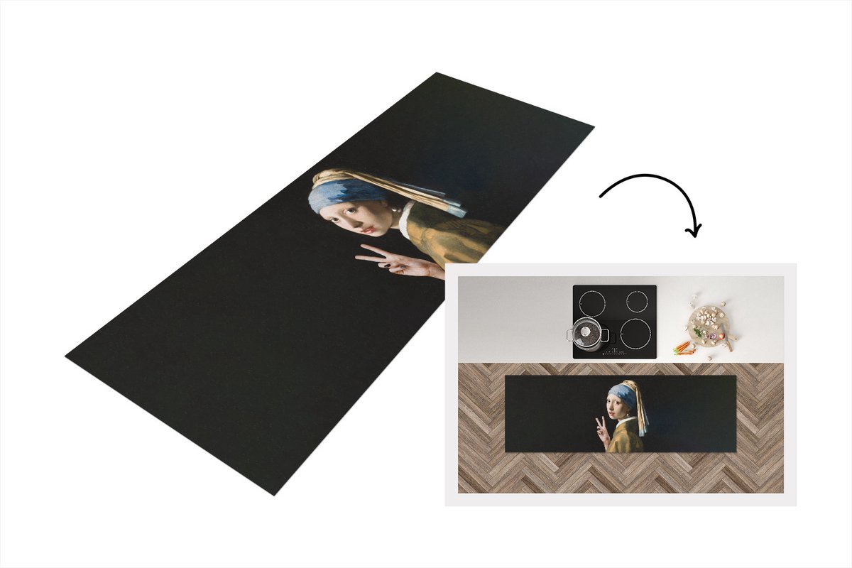 KitchenYeah Keukenloper - Loper keuken - Meisje met de parel - Oude meester - Kunst - 180x60 cm - Keukenloper vinyl Multicolor