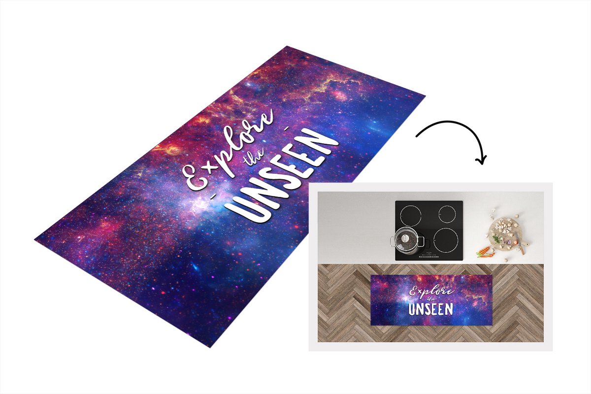 KitchenYeah Keukenloper - Loper keuken - Quote - Sterren - Ruimte - 120x50 cm - Keukenloper vinyl Multicolor