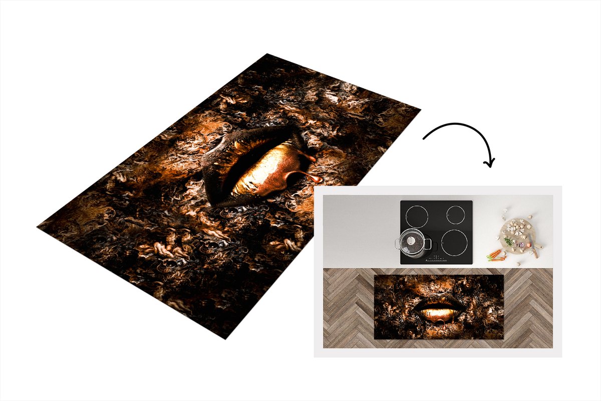 KitchenYeah Keukenloper - Loper keuken - Verf - Lippen - Vrouw - 120x60 cm - Keukenloper vinyl Multicolor