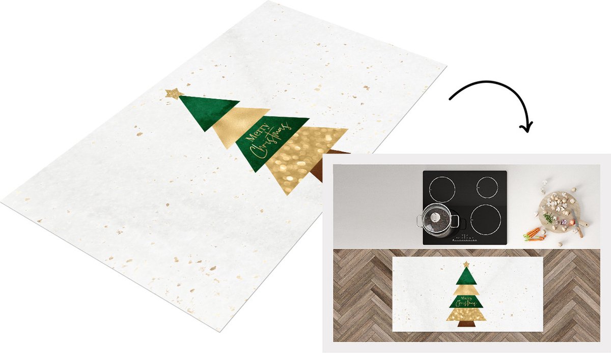 KitchenYeah Keukenloper - Loper keuken - Kerst - Kerstboom - Spreuken - Quotes - Merry Christmas - 120x60 cm - Keukenloper vinyl Multicolor