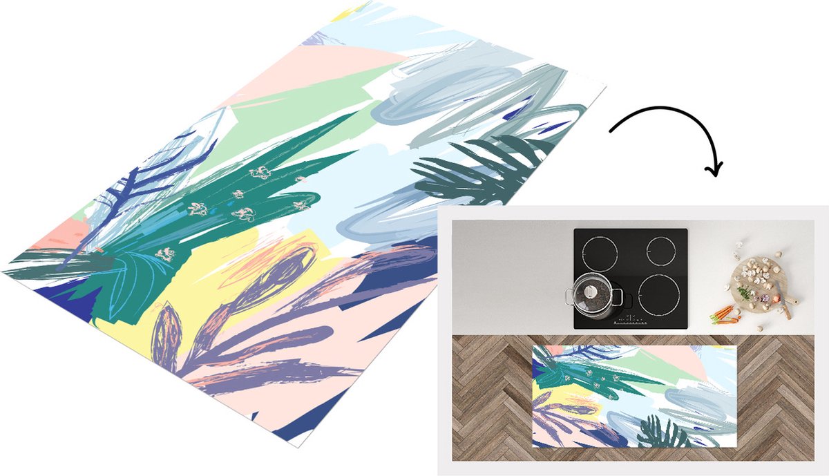 KitchenYeah Keukenloper - Loper keuken - Zomer - Kleur - Abstract - 120x60 cm - Keukenloper vinyl Multicolor