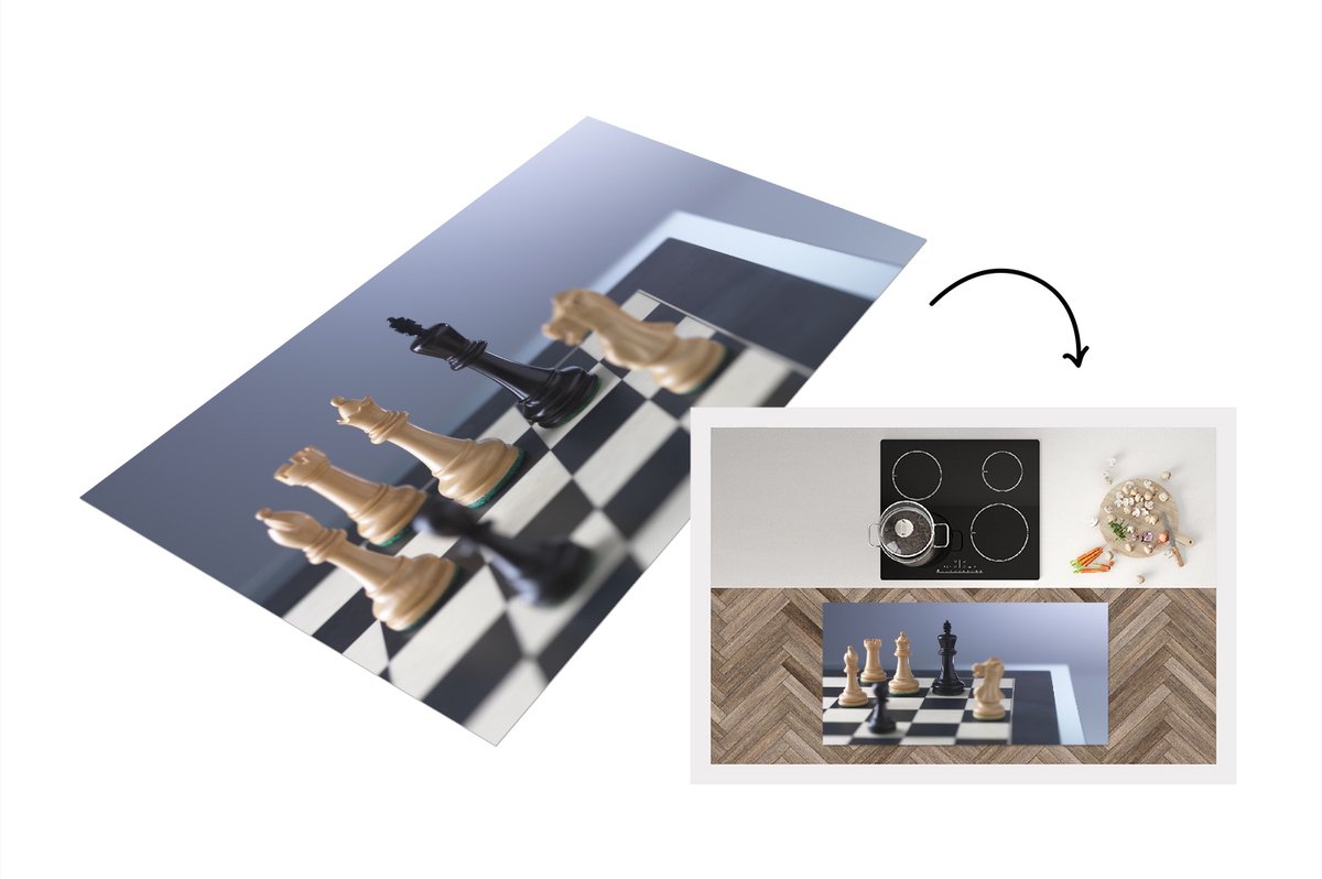 KitchenYeah Keukenloper - Loper keuken - De witte kant is in de meerderheid tijdens het schaken - 120x60 cm - Keukenloper vinyl Multicolor