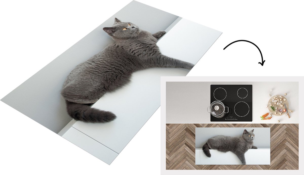 KitchenYeah Keukenloper - Loper keuken - Kat - Britse Korthaar - Grijs - Keukenloper vinyl, foto 2
