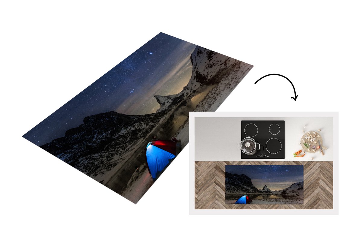 KitchenYeah Keukenloper - Loper keuken - Alpen - Sterrenhemel - Tent - 120x60 cm - Keukenloper vinyl Multicolor