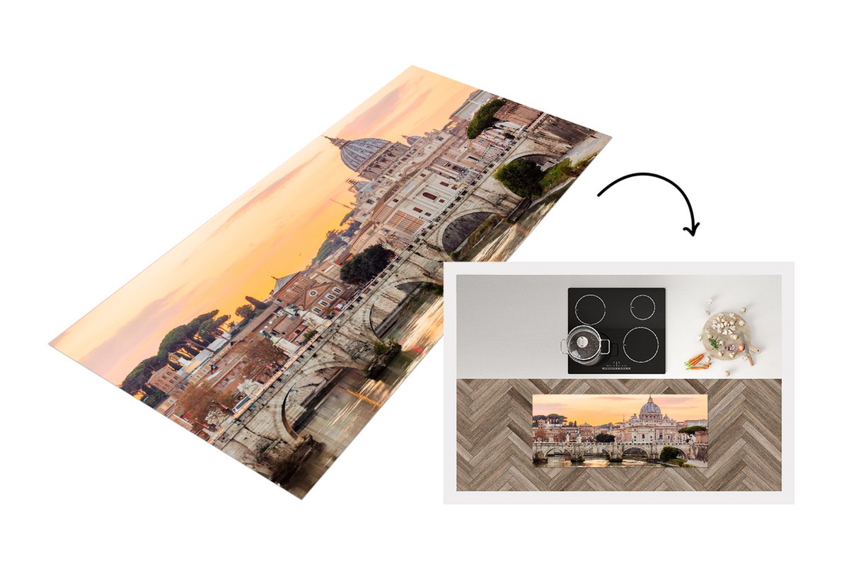 KitchenYeah Keukenloper - Loper keuken - Italië - Skyline - Rome - 120x50 cm - Keukenloper vinyl Multicolor