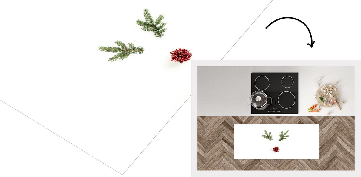 KitchenYeah Keukenloper - Loper keuken - Kerstversiering - Winter - Rendier - 120x50 cm - Keukenloper vinyl Multicolor
