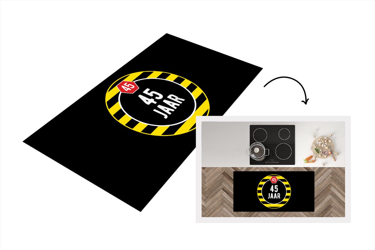 KitchenYeah Keukenloper - Loper keuken - Jubileum - 45 Jaar - Design - 120x60 cm - Keukenloper vinyl Multicolor