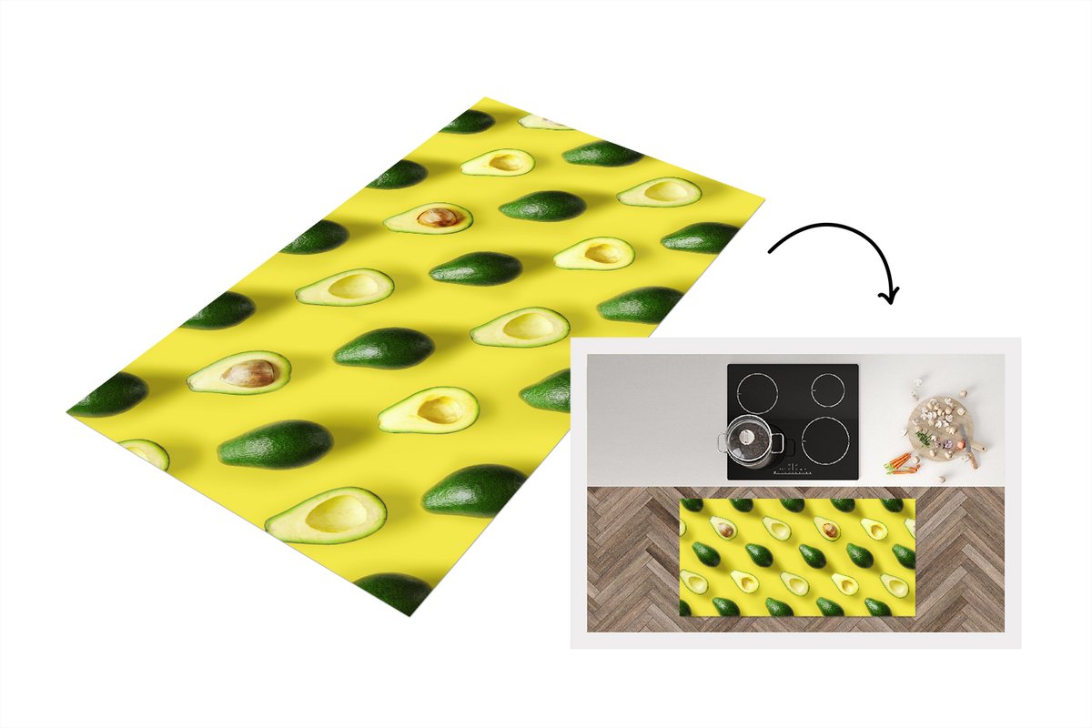 KitchenYeah Keukenloper - Loper keuken - Avocado - Fruit - Geel - Keukenloper vinyl, foto 2