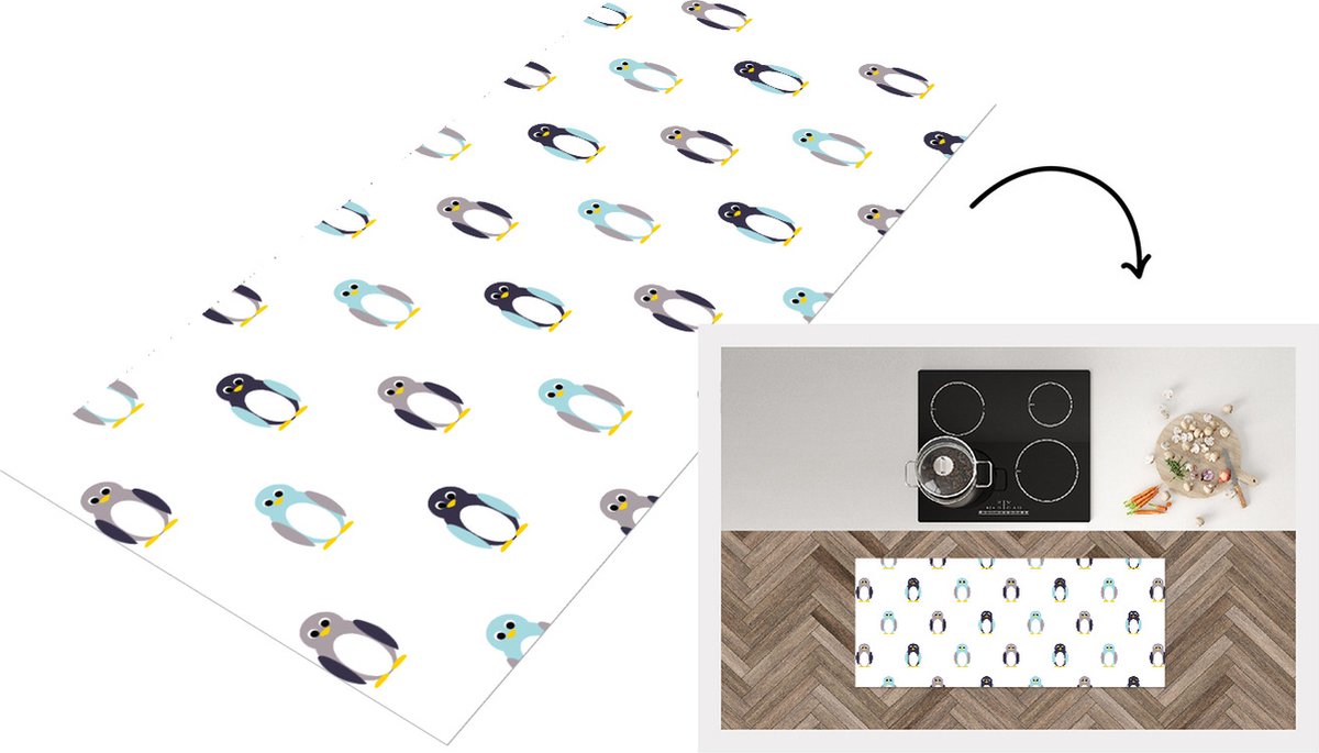 KitchenYeah Keukenloper - Loper keuken - Design - Dieren - Pinguïn - 120x50 cm - Keukenloper vinyl Multicolor