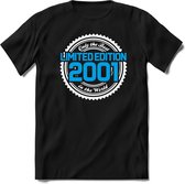 2001 Limited Edition | Feest Kado T-Shirt Heren - Dames | Wit - Blauw | Perfect Verjaardag Cadeau Shirt | Grappige Spreuken - Zinnen - Teksten | Maat XL