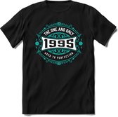 1995 The One And Only | Feest Kado T-Shirt Heren - Dames | Cobalt - Wit | Perfect Verjaardag Cadeau Shirt | Grappige Spreuken - Zinnen - Teksten | Maat XXL