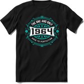 1964 The One And Only | Feest Kado T-Shirt Heren - Dames | Cobalt - Wit | Perfect Verjaardag Cadeau Shirt | Grappige Spreuken - Zinnen - Teksten | Maat XL