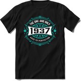 1937 The One And Only | Feest Kado T-Shirt Heren - Dames | Cobalt - Wit | Perfect Verjaardag Cadeau Shirt | Grappige Spreuken - Zinnen - Teksten | Maat L