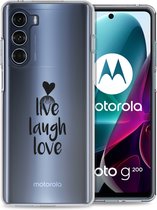 iMoshion Design voor de Motorola Moto G200 hoesje - Live Laugh Love - Zwart