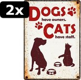 2x - WAAKBORD DOGS HAVE OWNERS 21X15CM