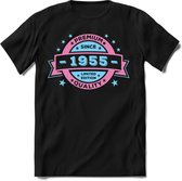 1955 Premium Quality | Feest Kado T-Shirt Heren - Dames | Licht Roze - Licht Blauw | Perfect Verjaardag Cadeau Shirt | Grappige Spreuken - Zinnen - Teksten | Maat M