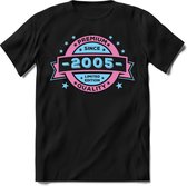 2005 Premium Quality | Feest Kado T-Shirt Heren - Dames | Licht Roze - Licht Blauw | Perfect Verjaardag Cadeau Shirt | Grappige Spreuken - Zinnen - Teksten | Maat 3XL