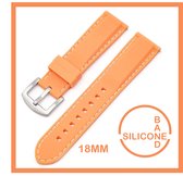 18mm Rubber Siliconen horlogeband kleur Zalm met witte stiksels passend op o.a Casio Seiko Citizen en alle andere merken - 18 mm Bandje  - Horlogebandje horlogeband