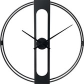 LW Collection moderne zwarte wandklok 60cm - Industriële muurklok zwart Jayden - Minimalistische wandklok zwart- grote wandklok stil uurwerk
