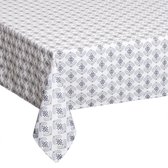 Nappe polyester rectangulaire 240 x 140 cm - grise avec impression - Nappes table à manger
