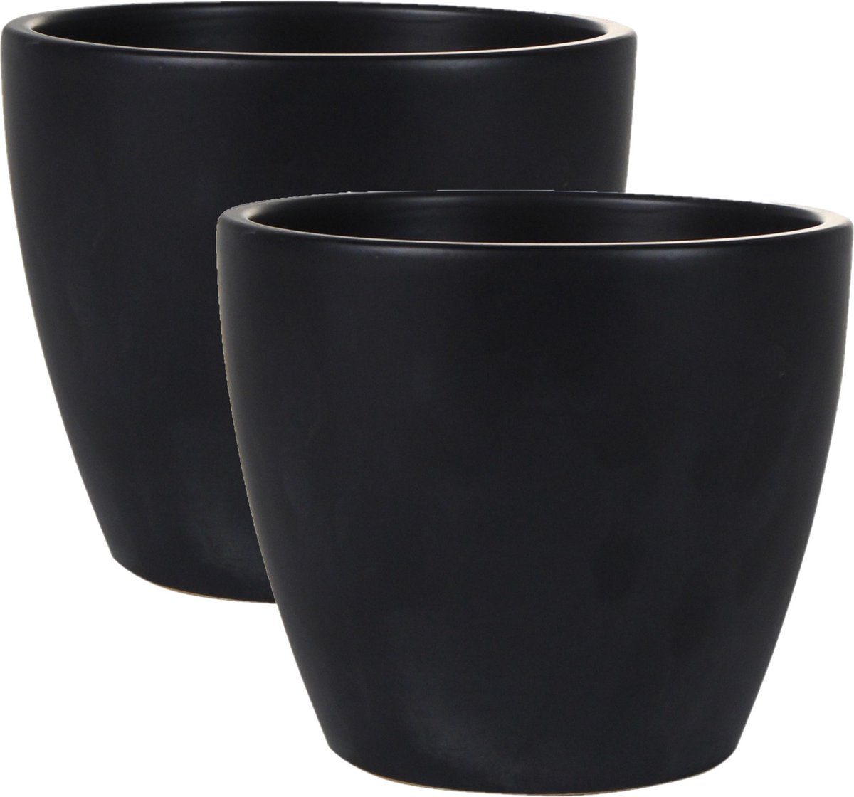 Ter Steege Bloempot - 2x stuks - zwart - glans - Scandinavisch - 16 x 18 cm - plantenpot