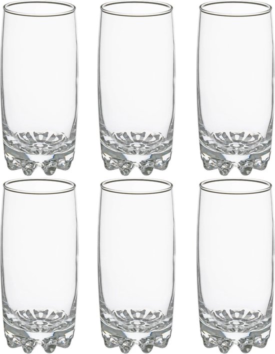 Set van 6x stuks longdrink glazen Tin 380 ml van glas - Drinkglazen - Waterglazen
