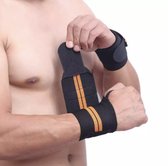 Premium kwaliteit polsbanden-2 Stuks-Polsversteviging-Polsbescherming-Polsbandage-Wrist support-Wrist wraps-Oranje-Zwart-Elastisch-Professioneel-Fitness-Krachttraining-Powerliften-Crossfit-Yo