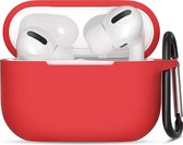 Apple Airpods Pro ultra dunne siliconen cover - extra dunne Apple Airpods siliconen cover met sleutelhanger - Rood