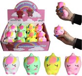 Unicorn stressbal, 1 knijpbal voor in de hand, Unicorn roze, 10 cm groot.