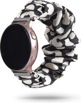 Strap-it Scrunchie bandje - geschikt voor Samsung Galaxy Watch Active / Active2 40 & 44mm / Galaxy Watch 1 42mm / Galaxy Watch 3 41mm / Gear Sport - zwart/wit
