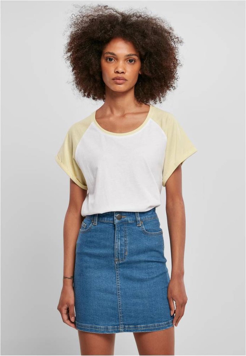 Urban Classics Contrast Raglan Dames Tshirt L Wit