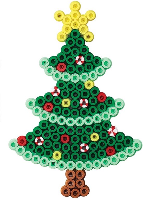 Hama midi KERSTBOOM / SPAR / DEN / BOOM / DENNENBOOM strijkkralen vormpje figuur / grondplaat / legbordje voor normale strijkparels (strijkkralenbordje / legbordje, creatief kralen cadeau idee voor Kerstmis!)