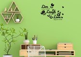 Stickerheld - Muursticker "Live every moment Laugh every day Love beyond word" Quote - Woonkamer - versiering - Engelse Teksten - Mat Zwart - 41.3x55.7cm