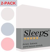 Sleeps Jersey Hoeslaken Wit Ledikant 60x120 cm - 100% Katoen - Heerlijk Zacht Gebreid - - Strijkvrij - Rondom elastiek - Stretch -