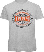 1924 The One And Only | Feest Kado T-Shirt Heren - Dames | Antraciet - Oranje | Perfect Verjaardag Cadeau Shirt | Grappige Spreuken - Zinnen - Teksten | Maat XL