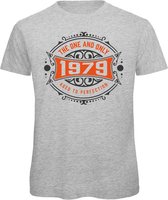 1979 The One And Only | Feest Kado T-Shirt Heren - Dames | Antraciet - Oranje | Perfect Verjaardag Cadeau Shirt | Grappige Spreuken - Zinnen - Teksten | Maat XXL