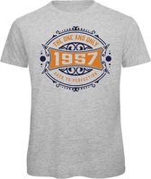 1957 The One And Only | Feest Kado T-Shirt Heren - Dames | Donker Blauw - Goud | Perfect Verjaardag Cadeau Shirt | Grappige Spreuken - Zinnen - Teksten | Maat XXL