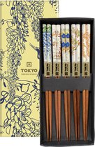 Tokyo Design Studio - Chopsticks Set - Eetstokjes Hout - Floral - Set van 5 paar