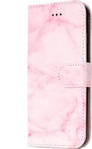 Apple iPhone SE (2022) Hoesje - Mobigear - Marble Serie - Kunstlederen Bookcase - Roze - Hoesje Geschikt Voor Apple iPhone SE (2022)
